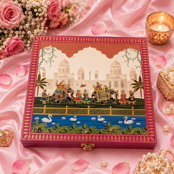 Musical Saptpadi Seven vachan Box  7gms 999 silver coin Wedding Gift box 